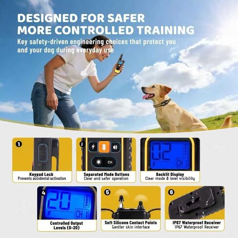 Waterproof Dog Shock Collar with Remote 3300 FT – 3 Modes Beep Vibrate Static, LED Light, 20-Level Adjustable, Rechargeable Training Collar for Small Medium Large Dogs 8-120 lbs in Saudi Arabia