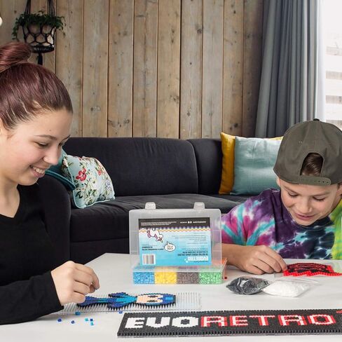 EVORETRO Perler Beads Kit in a Box - 6,800 Fuse Beads Kit with 14 Bright Gaming Colors - Melting Beads Set Including Peg Boards, Pliers, Extra Black & White Perler Beads, Patterns NOT Included in Saudi Arabia