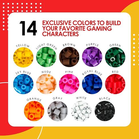 EVORETRO Perler Beads Kit in a Box - 6,800 Fuse Beads Kit with 14 Bright Gaming Colors - Melting Beads Set Including Peg Boards, Pliers, Extra Black & White Perler Beads, Patterns NOT Included in Saudi Arabia