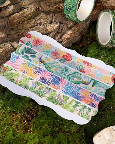 YUBX Plants Washi Tape Set in Painting Style 10 Rolls Tropical Rainforest Drawing Masking Animals Graphic Decorative Tapes for Arts, DIY Crafts, Journals, Planners, Scrapbook, Wrapping in Saudi Arabia