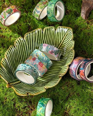 YUBX Plants Washi Tape Set in Painting Style 10 Rolls Tropical Rainforest Drawing Masking Animals Graphic Decorative Tapes for Arts, DIY Crafts, Journals, Planners, Scrapbook, Wrapping in Saudi Arabia
