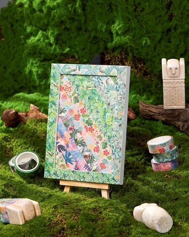 YUBX Plants Washi Tape Set in Painting Style 10 Rolls Tropical Rainforest Drawing Masking Animals Graphic Decorative Tapes for Arts, DIY Crafts, Journals, Planners, Scrapbook, Wrapping in Saudi Arabia