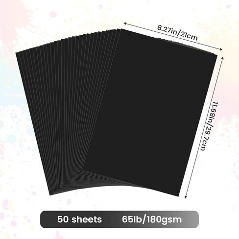 50 Sheets Black Construction Paper 8.5 x 11 Inch Assorted-65Lb/180Gsm, Construction Paper Bulk for Classroom Supplies, Crafts & Scrapbooking DIY Supplies in Saudi Arabia