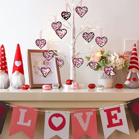 kopooeoe 48 مجموعات عيد الحب suncatchers الحرفية diy القلب المناديل الورقية الحرف مجموعات عيد الحب القلب شنقا الزينة للفصل الدراسي نافذة المنزل الزجاج الملون تأثير اللوازم الفنية in Kuwait