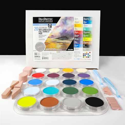 PanPastel Artist Pastels by GOLDEN, Sky, Land & Sea - Les Darlow Set, 20 Color, Professional Artist Pastels, Unique Pan Format (cake-like) in Saudi Arabia