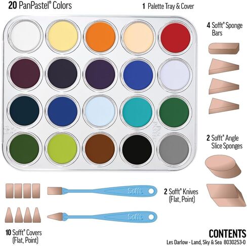 PanPastel Artist Pastels by GOLDEN, Sky, Land & Sea - Les Darlow Set, 20 Color, Professional Artist Pastels, Unique Pan Format (cake-like) in Saudi Arabia