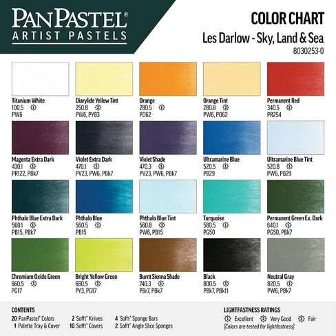 PanPastel Artist Pastels by GOLDEN, Sky, Land & Sea - Les Darlow Set, 20 Color, Professional Artist Pastels, Unique Pan Format (cake-like) in Saudi Arabia