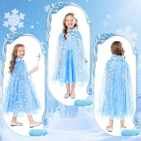 deAO Princess Dress Up for Girls 18 Pieces Dress Up Set with Long Cape,Wand,Gloves,Kids Makeup Kit for Toddler 3+ Years Old Toys Christmas Birthday Party Gift in Saudi Arabia