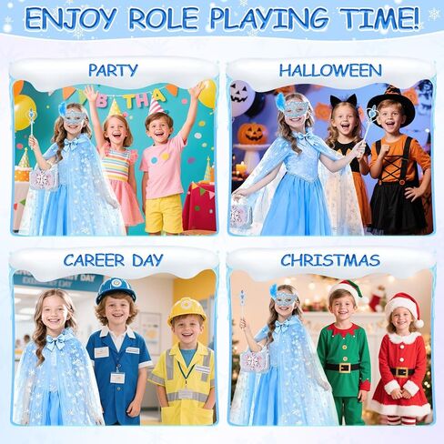 deAO Princess Dress Up for Girls 18 Pieces Dress Up Set with Long Cape,Wand,Gloves,Kids Makeup Kit for Toddler 3+ Years Old Toys Christmas Birthday Party Gift in Saudi Arabia