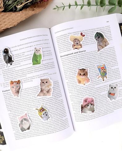 100 Pcs Cute Cat Stickers Waterproof Vinyl Sticker Funny Animal Stickers Birthday Gift for Water Bottles Scooters Stationery in Saudi Arabia