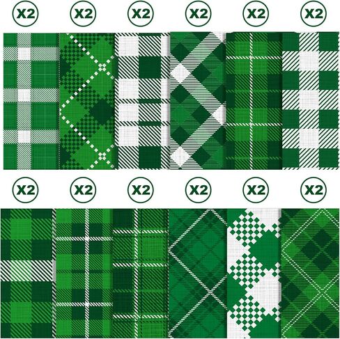 24 Sheets St. Patrick's Day Green Plaid Pattern Pad 11.8'' x 11.8'' St. Patrick's Day Scrapbook Paper Pad Green Plaid Patterned Double-Sided Cardstock Pack for Background DIY Card Making Origami in Saudi Arabia