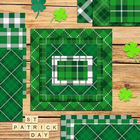 24 Sheets St. Patrick's Day Green Plaid Pattern Pad 11.8'' x 11.8'' St. Patrick's Day Scrapbook Paper Pad Green Plaid Patterned Double-Sided Cardstock Pack for Background DIY Card Making Origami in Saudi Arabia
