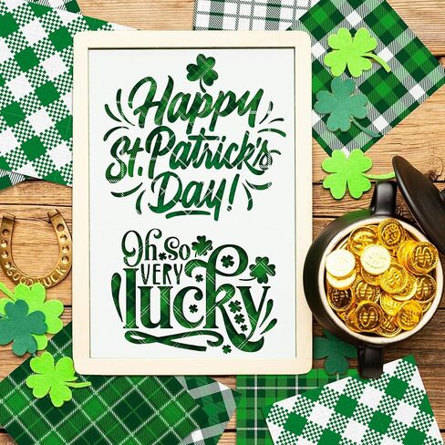 24 Sheets St. Patrick's Day Green Plaid Pattern Pad 11.8'' x 11.8'' St. Patrick's Day Scrapbook Paper Pad Green Plaid Patterned Double-Sided Cardstock Pack for Background DIY Card Making Origami in Saudi Arabia