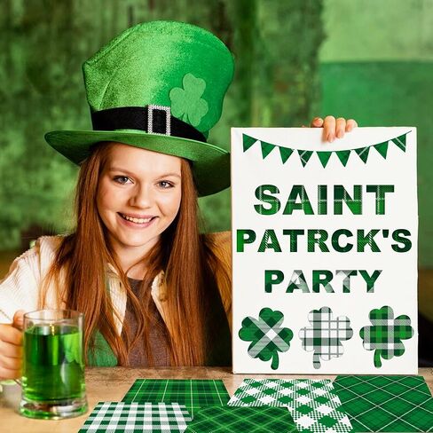 24 Sheets St. Patrick's Day Green Plaid Pattern Pad 11.8'' x 11.8'' St. Patrick's Day Scrapbook Paper Pad Green Plaid Patterned Double-Sided Cardstock Pack for Background DIY Card Making Origami in Saudi Arabia