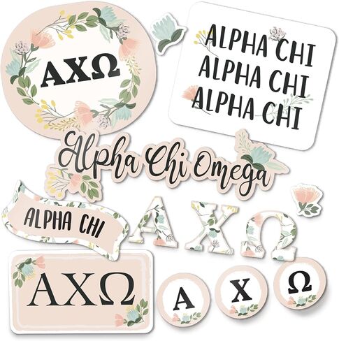 Desert Cactus Alpha Chi Omega Classic Floral Sticker Decal Laptop Water Bottle Car (Sheet C. Floral) in Saudi Arabia