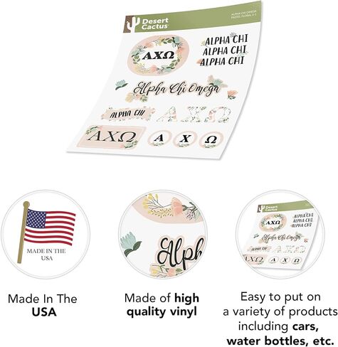 Desert Cactus Alpha Chi Omega Classic Floral Sticker Decal Laptop Water Bottle Car (Sheet C. Floral) in Saudi Arabia