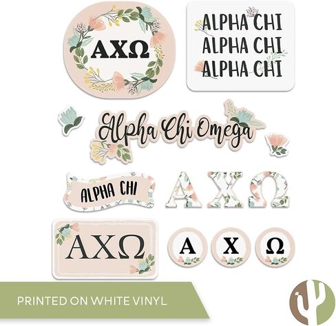 Desert Cactus Alpha Chi Omega Classic Floral Sticker Decal Laptop Water Bottle Car (Sheet C. Floral) in Saudi Arabia