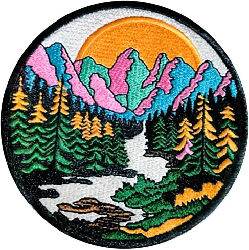 Mountain Iron on Patch,3.5 inch Outdoor Adventure Embroidered Applique Patches for Clothing Vest Jacket, Nature Badge,Nature Hiking Camping Patches Sew On Patches in Saudi Arabia