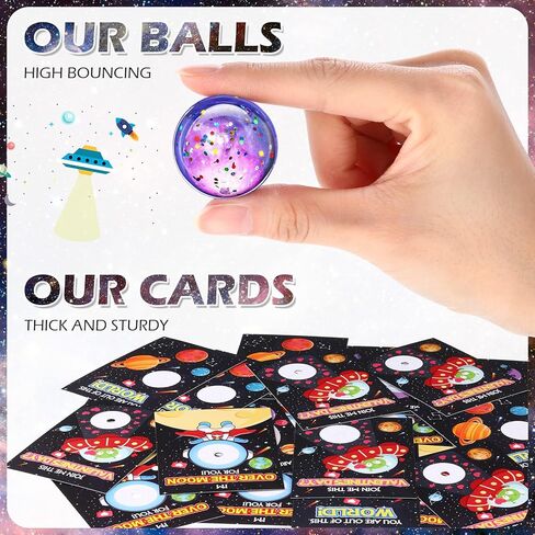 Hungdao 28 Pcs Valentine's Day Gift Card with Space Bouncy Balls Bulk Valentine's Greeting Cards Bouncing Ball Favors for Valentine School Classroom Exchange Gift in Saudi Arabia