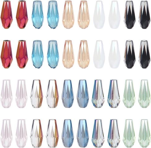 SUNNYCLUE 1 صندوق 200 قطعة 10 ألوان قطرة الماء حبة الزجاج دمعة الخرز السائبة بالكهرباء الأوجه المسيل للدموع قطرة الماء على شكل حبة فاصل فضفاضة لصنع المجوهرات سوار قلادة DIY لوازم الحرف اليدوية in Kuwait