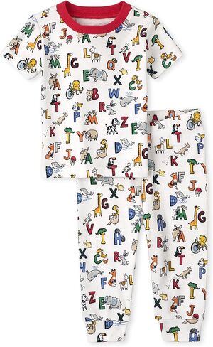 The Children's Place Baby Boys' and Toddler Snug Fit 100% Cotton Short Sleeve Top and Pants 2 Piece Pajama Set, Pizza Slice, 2T in Kuwait