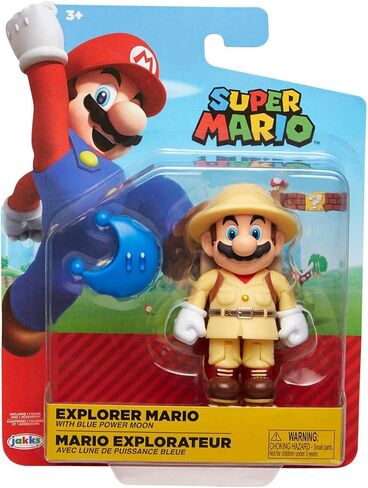 Nintendo Super Mario Explorer Mario 4" Articulated Figure with Blue Power Moon in Saudi Arabia