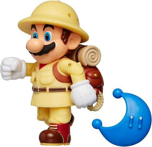 Nintendo Super Mario Explorer Mario 4" Articulated Figure with Blue Power Moon in Saudi Arabia
