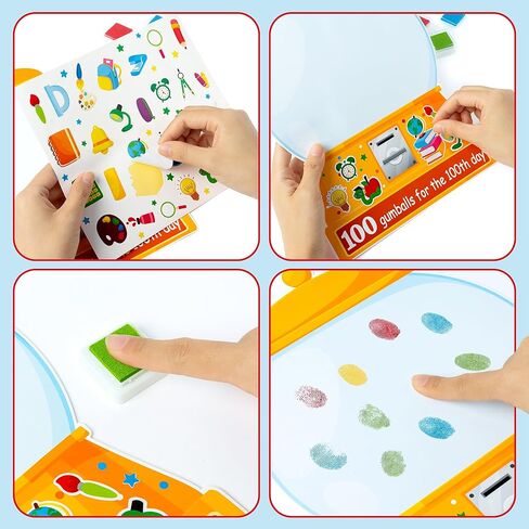 BeYumi Gumball Machine Sticker Craft - 28Pcs 100 Days of School Gumball Machine Craft Kit 100 Fingerprints for 100 Days Finger Print Art Set 100th Day of School Party Classroom Activities in Saudi Arabia