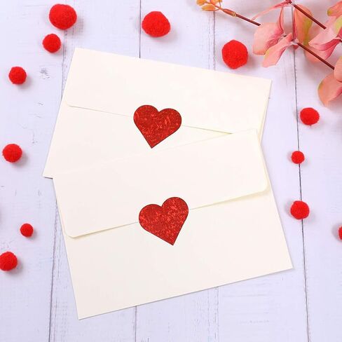 500Pcs Valentines Stickers Roll - Laser Red Heart Shape Self-Adhesive Sealing Stickers, Red Sparkly Waterproof Decals for Valentines Party Envelope Scrapbook Decor in Saudi Arabia