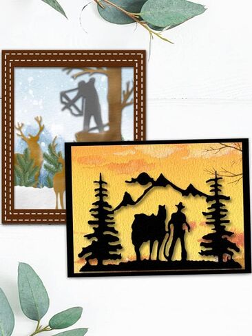Metal Tree Background Cutting Dies for Card Making, Man Hunt Die Cuts Elk Camel Deer Embossing Stencils Template Mould for Card Scrapbooking and DIY Craft Album Paper Card Decor in Saudi Arabia