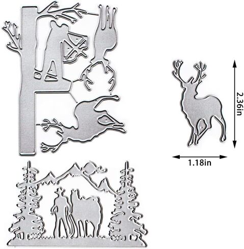 Metal Tree Background Cutting Dies for Card Making, Man Hunt Die Cuts Elk Camel Deer Embossing Stencils Template Mould for Card Scrapbooking and DIY Craft Album Paper Card Decor in Saudi Arabia