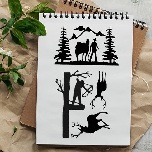 Metal Tree Background Cutting Dies for Card Making, Man Hunt Die Cuts Elk Camel Deer Embossing Stencils Template Mould for Card Scrapbooking and DIY Craft Album Paper Card Decor in Saudi Arabia