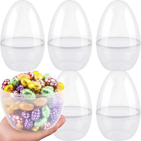 5 Pack 10 Inch Giant Clear Easter Eggs Jumbo Plastic Easter Eggs Large Fillable Transparent Easter Eggs Empty for Egg Hunt Supplies Easter Basket Goodies in Saudi Arabia