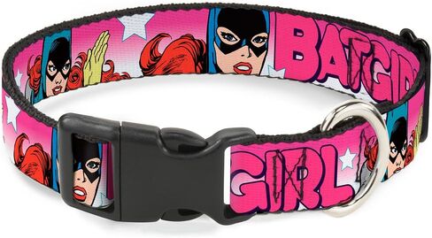 Buckle-Down Batgirl Bubble Letters with Stars Pink/White Plastic Clip Collar, Large/15-26" in Saudi Arabia