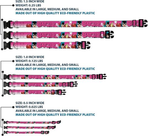 Buckle-Down Batgirl Bubble Letters with Stars Pink/White Plastic Clip Collar, Large/15-26" in Saudi Arabia