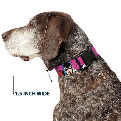 Buckle-Down Batgirl Bubble Letters with Stars Pink/White Plastic Clip Collar, Large/15-26" in Saudi Arabia