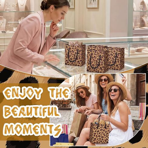 Fullhawl 24 Pcs Extra Small Cheetah Print Gift Bags with Handles Mini Leopard Print Bags Reusable Paper Goodies Bag Gift Wrap for Baby Shower Jungle Safari Animal Birthday Party Favor Decorations in Saudi Arabia