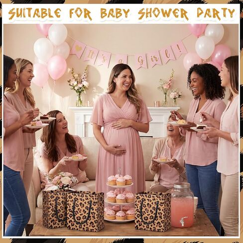 Fullhawl 24 Pcs Extra Small Cheetah Print Gift Bags with Handles Mini Leopard Print Bags Reusable Paper Goodies Bag Gift Wrap for Baby Shower Jungle Safari Animal Birthday Party Favor Decorations in Saudi Arabia