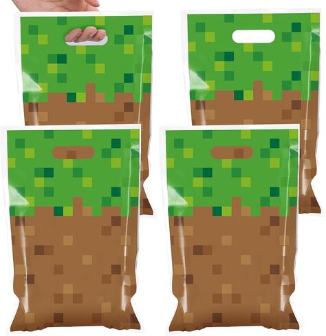 MinFyberd 50Pcs Pixel Birthday Party Goodie Favors Bag Video Game Plastic Gift Bags Party Candy Snack Bag Theme Goodie Treat Bags for Kids Gamer Birthday Decoration Supplies in Kuwait