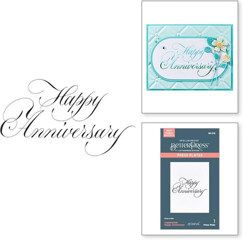 Spellbinders BP-278 Copperplate Happy Anniversary BetterPress Plate from The Copperplate Happy Everything Sentiments Collection by Paul Antonio in Saudi Arabia