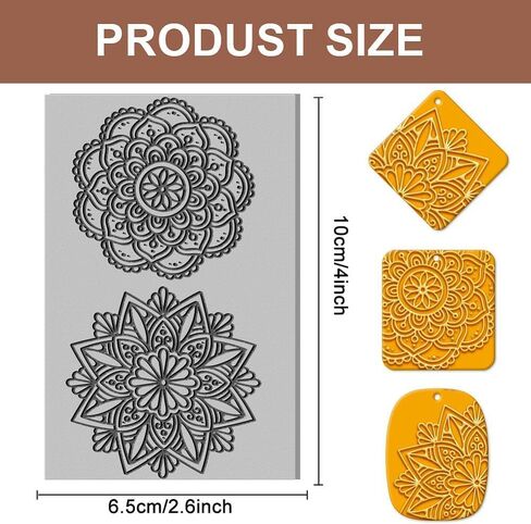 Mandala Clay Texture Mat Flower Pattern Clay Modeling Pattern Pad Texture Sheets for Polymer Clay Making Earrings Jewelry, 4x2.6inch in Saudi Arabia