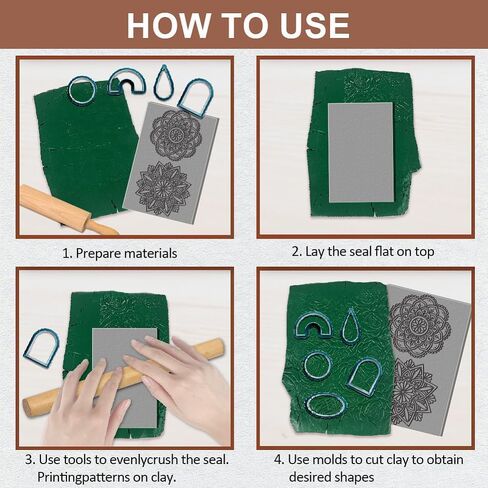Mandala Clay Texture Mat Flower Pattern Clay Modeling Pattern Pad Texture Sheets for Polymer Clay Making Earrings Jewelry, 4x2.6inch in Saudi Arabia