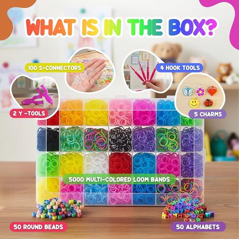 Luna Bear Loom Band Kit | Bracelet Making Kit for Kids | 5,000+ Rubber Bands, Charms, Beads, Tools & Organizer Case | Bright Colors | Creates 100+ Bracelets | Perfect Screen-Free Activity in Saudi Arabia