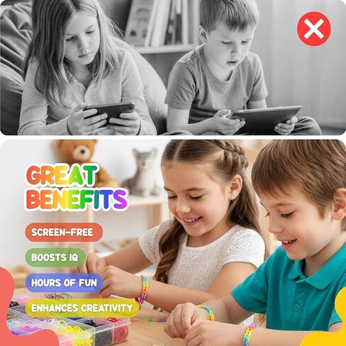 Luna Bear Loom Band Kit | Bracelet Making Kit for Kids | 5,000+ Rubber Bands, Charms, Beads, Tools & Organizer Case | Bright Colors | Creates 100+ Bracelets | Perfect Screen-Free Activity in Saudi Arabia
