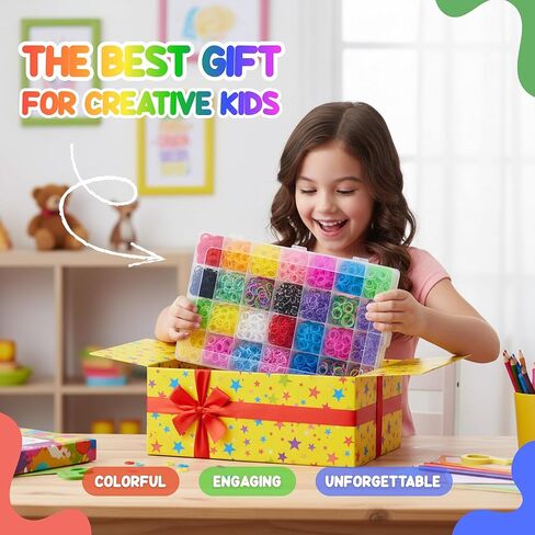 Luna Bear Loom Band Kit | Bracelet Making Kit for Kids | 5,000+ Rubber Bands, Charms, Beads, Tools & Organizer Case | Bright Colors | Creates 100+ Bracelets | Perfect Screen-Free Activity in Saudi Arabia