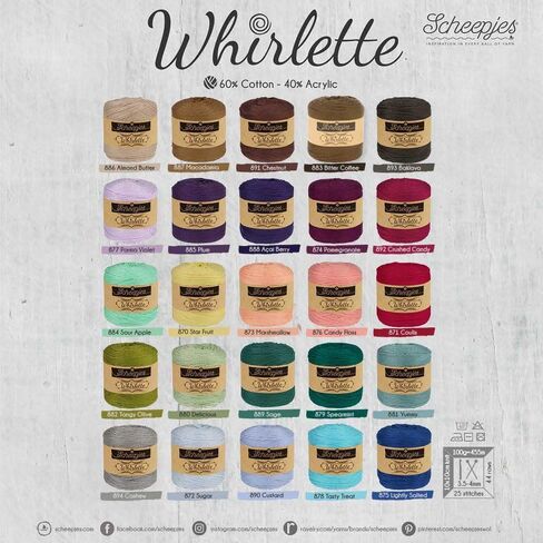 غزل Scheepjes Whirlette، 100 جم (3.5 أونصة) خصلة، درجة اللون 878 Tasty Treat Blue، مزيج من القطن والأكريليك in Saudi Arabia