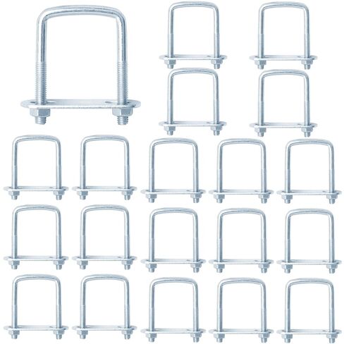 20 Pack Square U-Bolts 1-1/4 inches Width, Boat Trailer Ubolts with Washers and Nuts for Automobiles Trailer, Ski Boat, Rectangular Wood in Kuwait