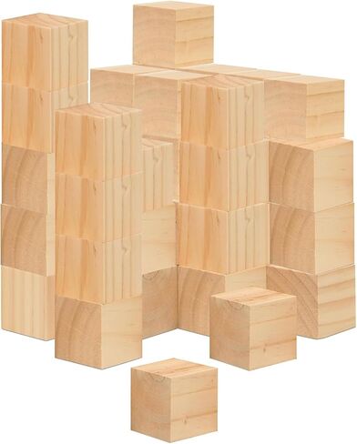 64 PCS Wooden Cubes 1 Inch Unfinished Wooden Blocks Natural Solid Wood Square Blocks for Puzzle Making Carving Crafts and DIY Projects Home Decor in Saudi Arabia