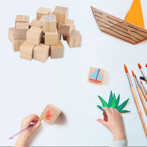64 PCS Wooden Cubes 1 Inch Unfinished Wooden Blocks Natural Solid Wood Square Blocks for Puzzle Making Carving Crafts and DIY Projects Home Decor in Saudi Arabia