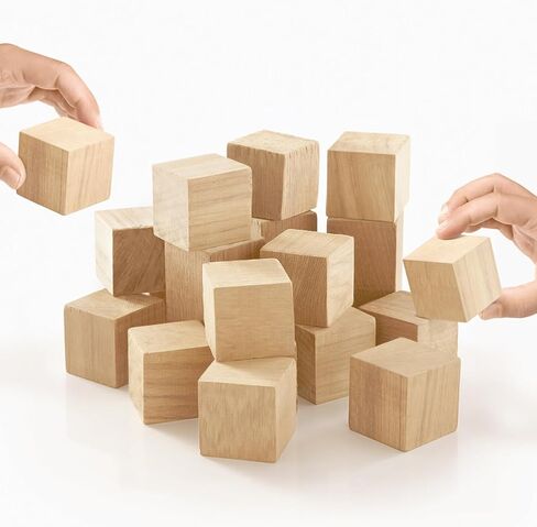 64 PCS Wooden Cubes 1 Inch Unfinished Wooden Blocks Natural Solid Wood Square Blocks for Puzzle Making Carving Crafts and DIY Projects Home Decor in Saudi Arabia